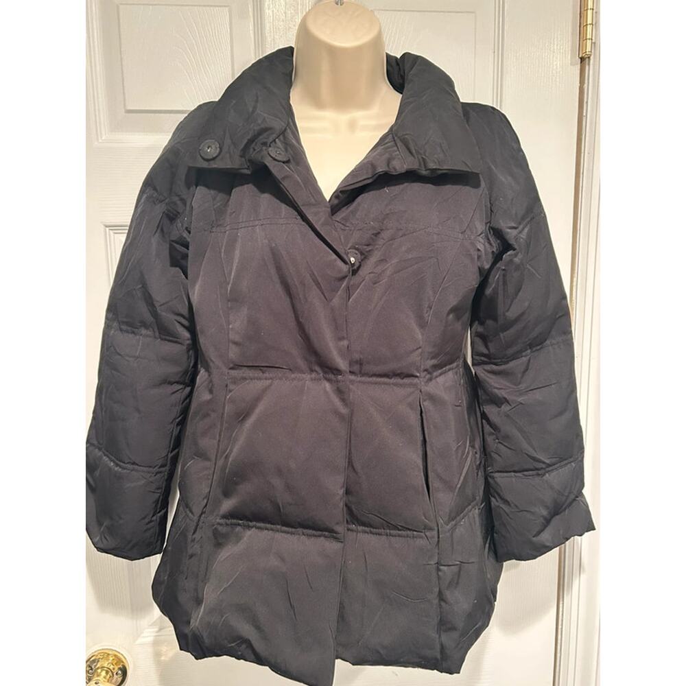 Allegri Milano Black Down Puffer snap coat jacket Designer Italy Luxury Sz EU 38